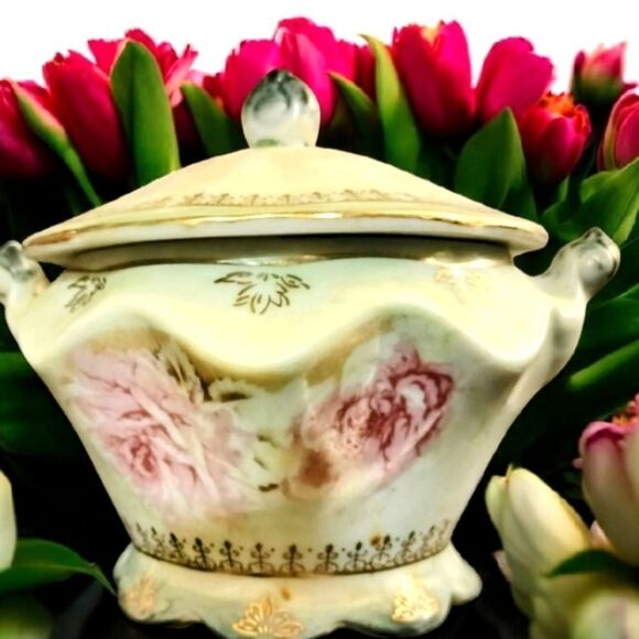 Sugar Bowl Limoges France Hand Painted Signed With/Lid - Picture 10 of 15